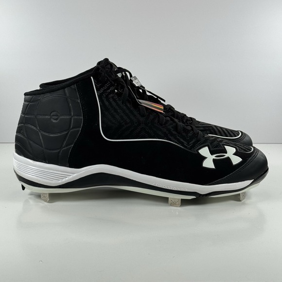 Under Armour Ignite Mid Metal Baseball Cleats Black  1246694-011 Men's Size 13 - Picture 1 of 10